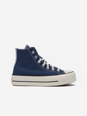 Tmavomodré dámske členkové tenisky na platforme Converse Chuck Taylor All Star Lift