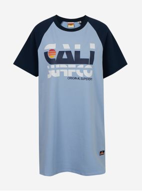 Čierno-modré dámske šaty s potlačou Superdry Cali Surf Raglan Tshirt Dress