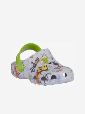 Light gray children's patterned slippers Coqui Little Frog - Boys