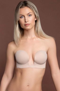 Béžová nalepovacia podprsenka do hlbokého výstrihu Seamless U-Style Bra