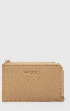 Kožená peňaženka Coccinelle dámsky, béžová farba