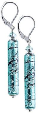 Lampglas Krásne náušnice Turquoise Love s rýdzim striebrom v perlách Lampglas EPR10