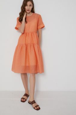 Šaty Victoria Victoria Beckham oranžová farba, mini, áčkový strih