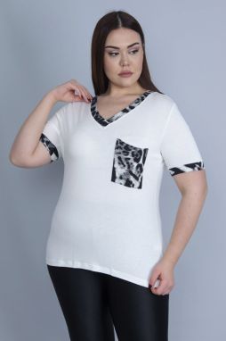 Şans Women's Plus Size V-Neck Blouse with Bone Garnish Detail