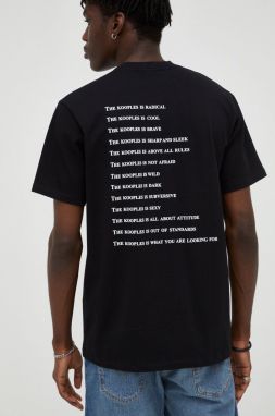 Bavlnené tričko The Kooples čierna farba, s potlačou, HTSC18090K