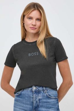 Bavlnené tričko Boss Orange BOSS ORANGE dámske, šedá farba