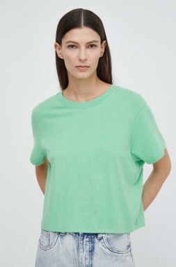 Tričko American Vintage T-SHIRT MC COL ROND US dámske, zelená farba, YPA02GE24