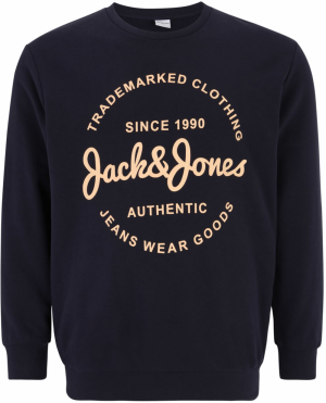 Jack & Jones Plus Mikina 'FOREST'  béžová / námornícka modrá