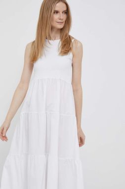 Šaty Deha biela farba, midi, áčkový strih