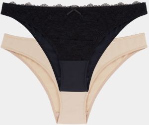 Set of two panties in black and cream DORINA - Ladies