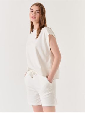 Jimmy Key White High Waist Wide Leg Knitted Shorts