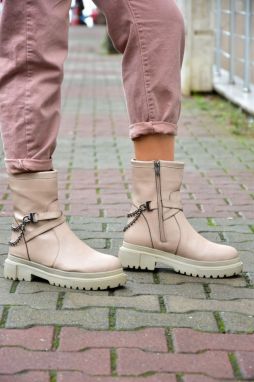 Fox Shoes Nude Women's Thick-soled Chain Boots