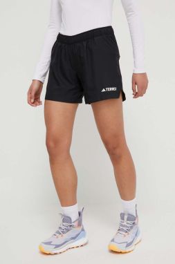Športové krátke nohavice adidas TERREX Multi dámske, čierna farba, jednofarebné, stredne vysoký pás, HZ6284