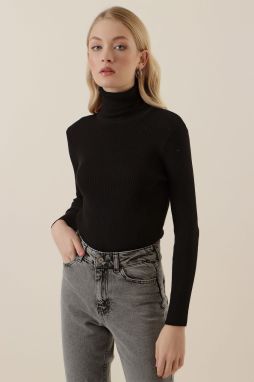 Bigdart 15796 Turtleneck Corduroy Sweater - Black