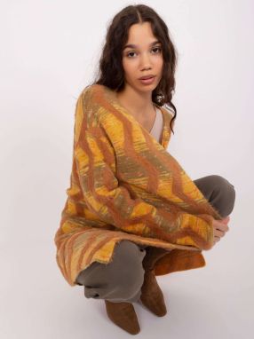 Dark yellow cardigan with geometric patterns