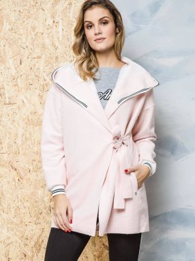 Lemonade coat decorated with white and black trimming pink