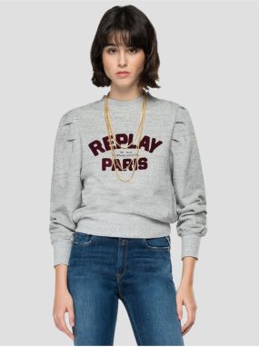 Replay Light grey women's patterned sweatshirt with chain in gold color Re - Women