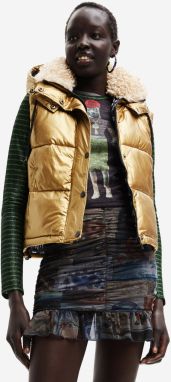 Zlatá dámska zimná prešívaná vesta Desigual Gotemburgo