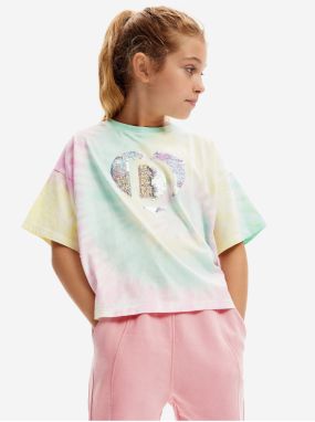 Yellow-green girl's tie-dye T-shirt Desigual Daira - girls