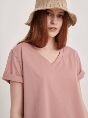 Pink v-neck t-shirt Blue Shadow