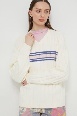 Bavlnený sveter Guess Originals béžová farba