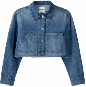 Bershka Prechodná bunda  modrá denim