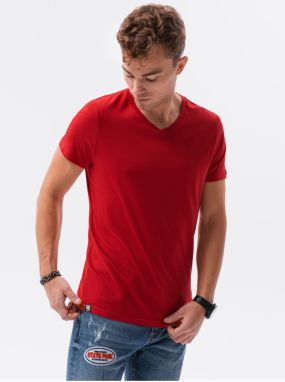 Červené pánske basic tričko Ombre Clothing