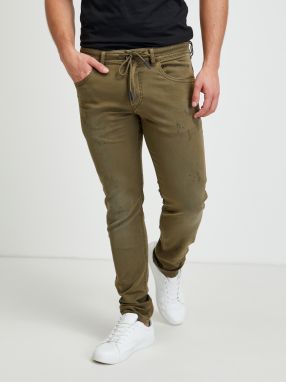 Khaki pánske slim fit džínsy Diesel Thommer