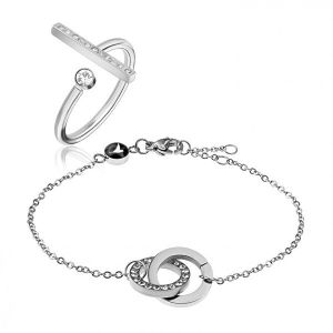 Emily Westwood Trblietavá sada oceľových šperkov WS102S (prsteň, náramok)