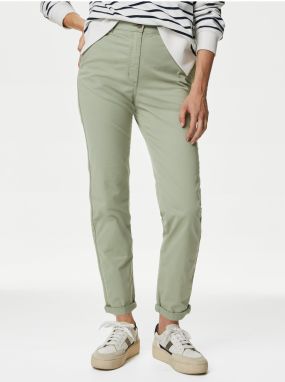 Svetlo zelené dámske slim fit chino nohavice Marks & Spencer