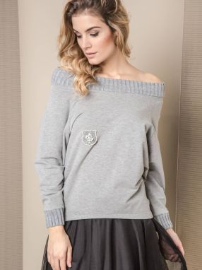 Blouse MI... MI with ribbing in thick fabric grey