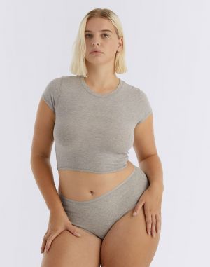 Organic Basics Core Rib Briefs Grey Melange