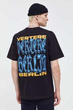 Bavlnené tričko Vertere Berlin pánsky, čierna farba, s potlačou