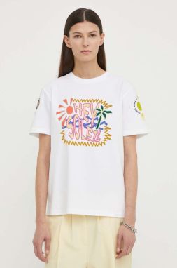 Bavlnené tričko PS Paul Smith dámsky, biela farba