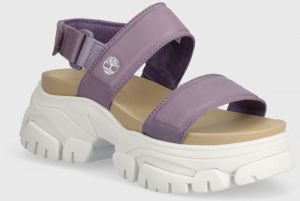 Kožené sandále Timberland Adley Way Sandal dámske, fialová farba, na platforme, TB0A2M79EAJ1