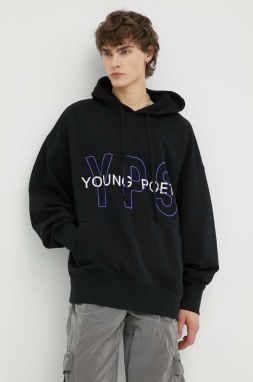 Bavlnená mikina Young Poets Society Keno pánska, čierna farba, s kapucňou, s potlačou