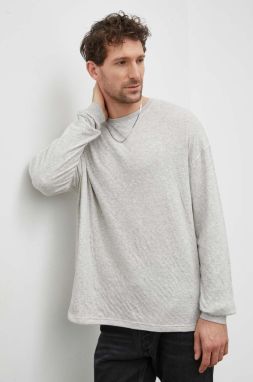 Bavlnené tričko s dlhým rukávom American Vintage šedá farba, melanžový