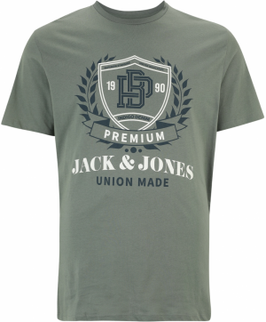 Jack & Jones Plus Tričko 'CAMERON'  petrolejová / jedľová / biela