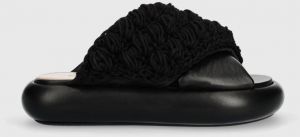 Šľapky JW Anderson Crochet Twister dámske, čierna farba, na platforme, ANW42027A