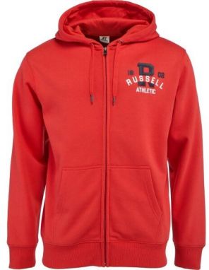 Russell Athletic CLASSIC PRINTED ZIP THROUGH HOODY M Pánska mikina, červená, veľkosť