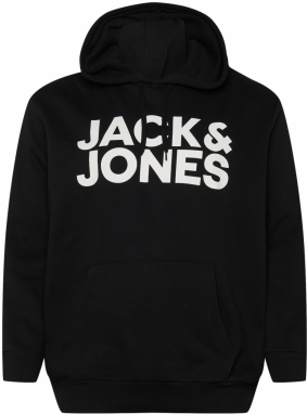 Jack & Jones Plus Mikina 'Ecorp'  čierna / biela