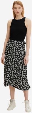 Čierna dámska kvetovaná zavinovacia midi sukňa Tom Tailor Denim
