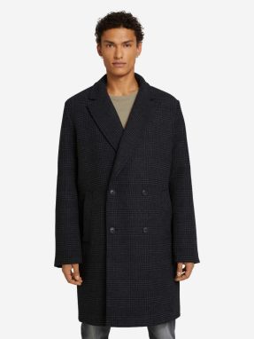 Čierny pánsky kockovaný kabát Tom Tailor Denim