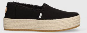 Espadrilky Toms Valencia čierna farba, na platforme, 10019795