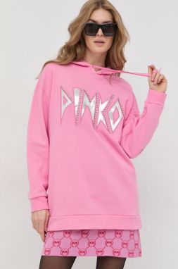 Mikina Pinko dámska, ružová farba, s kapucňou, s nášivkou