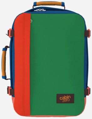 Červeno-zelený unisex ruksak CabinZero Classic Tropical blocks (36L)