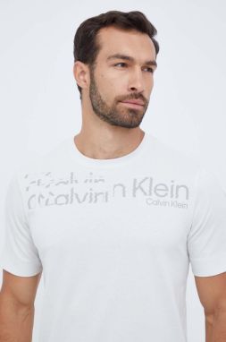 Tréningové tričko Calvin Klein Performance béžová farba, s potlačou