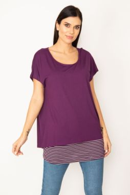 Şans Women's Damson Striped Athletic Viscose Tunic