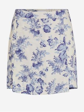 Blue and Cream Women's Floral Skirt / Shorts VILA Porcelina - Ladies