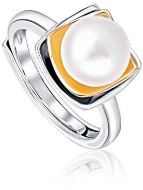 JwL Luxury Pearls Bicolor strieborný prsteň s pravou perlou JL0623